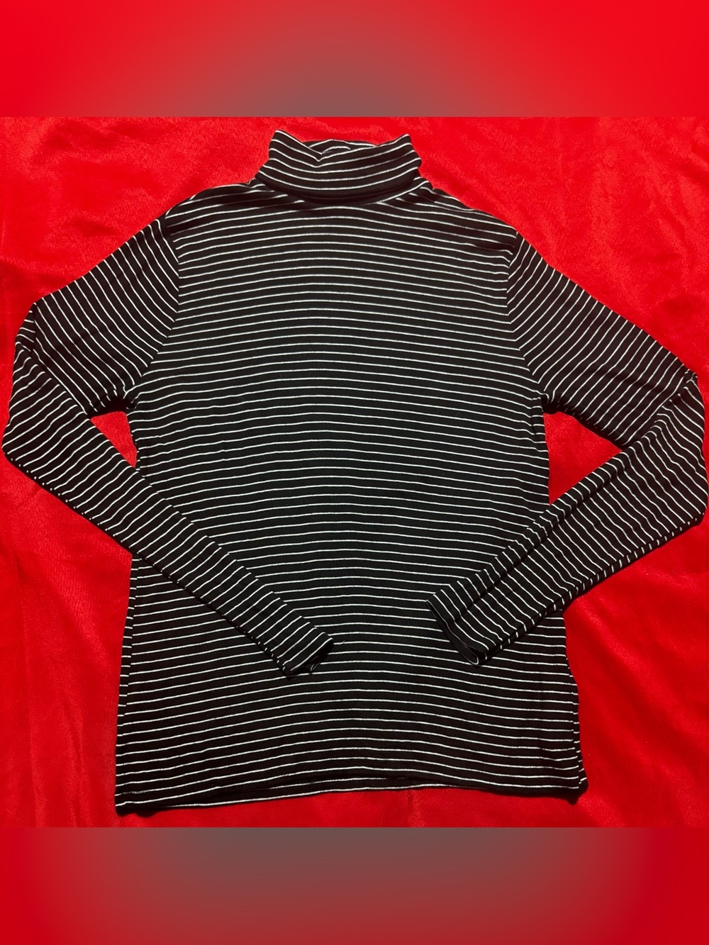 GAP Black & White Striped Turtleneck Long-Sleeve Shirt